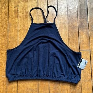 NWT Free People FP Movement Navy Featherweight crop tank Size Small